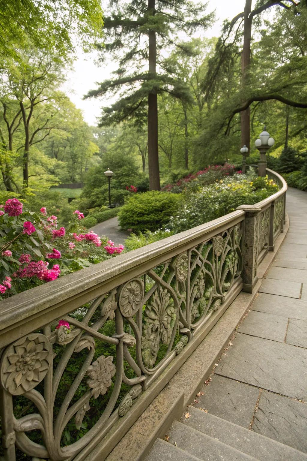 Nature-inspired motifs add organic allure to Craftsman railings.