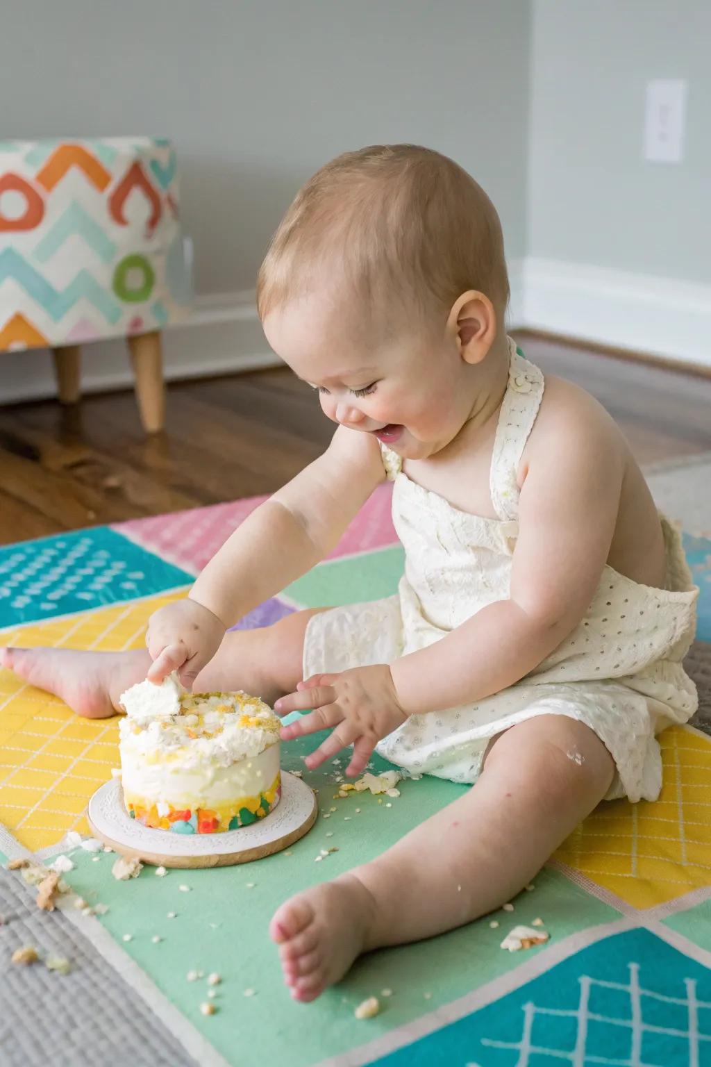 Messy hands, happy hearts with a cake smash.