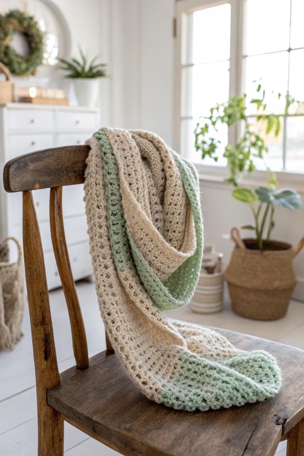 Envelop yourself in the warmth of handmade sophistication with this beginner's loop scarf, perfect for any outfit.