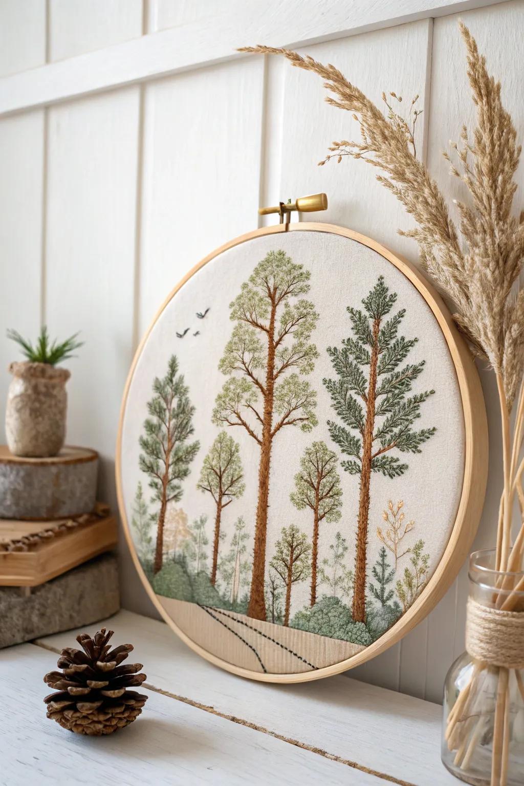Bring peace home using this quiet forest cross-stitch masterpiece.