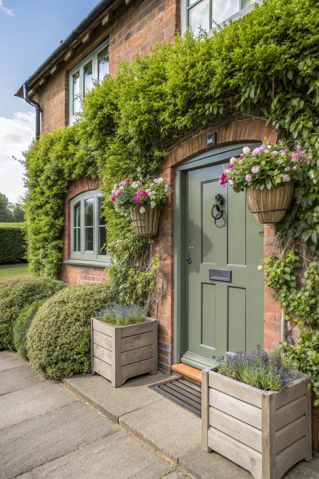 An earthy green portal for a rustic sensation.