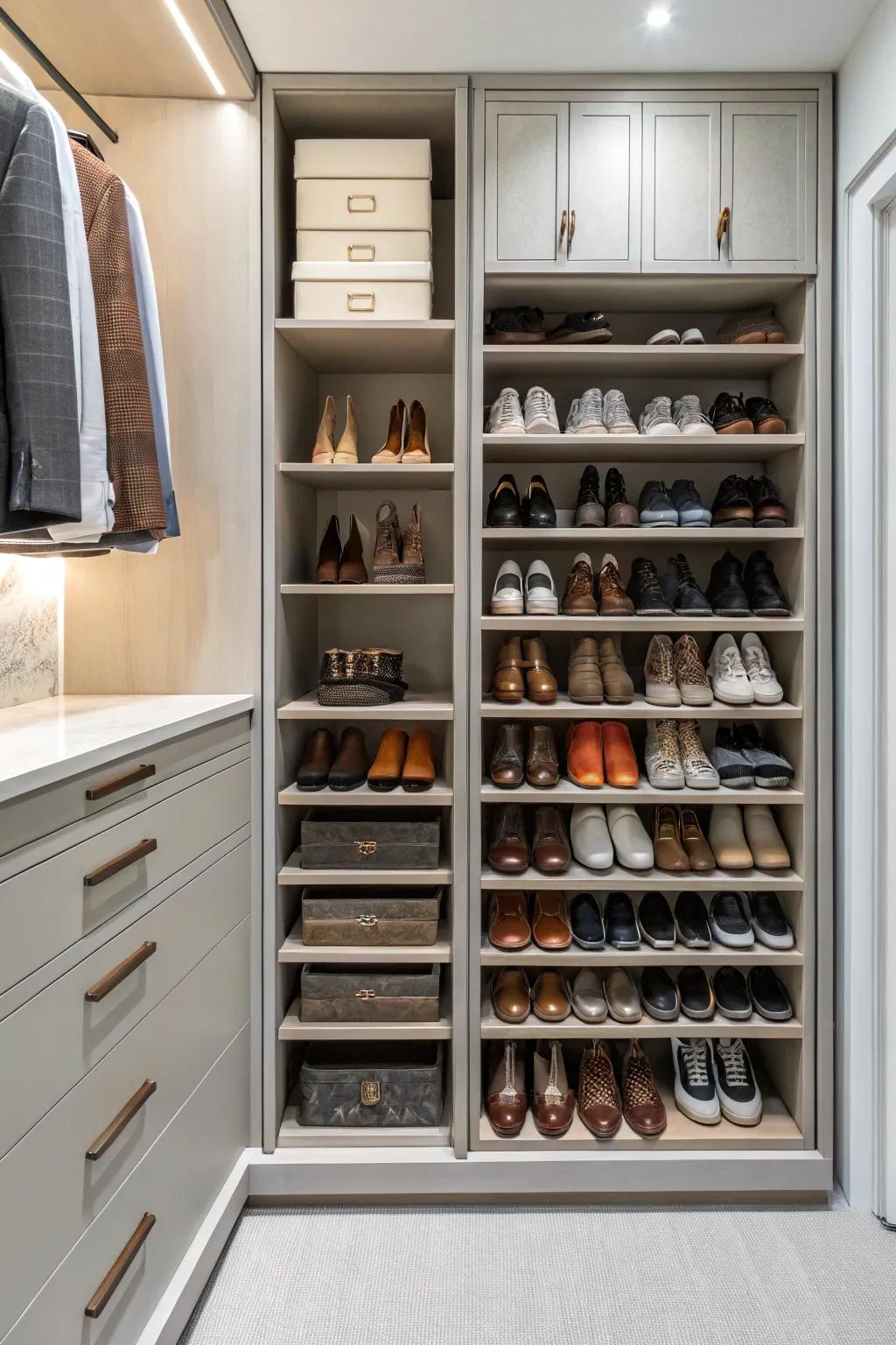 Display your shoes using upright storage options.
