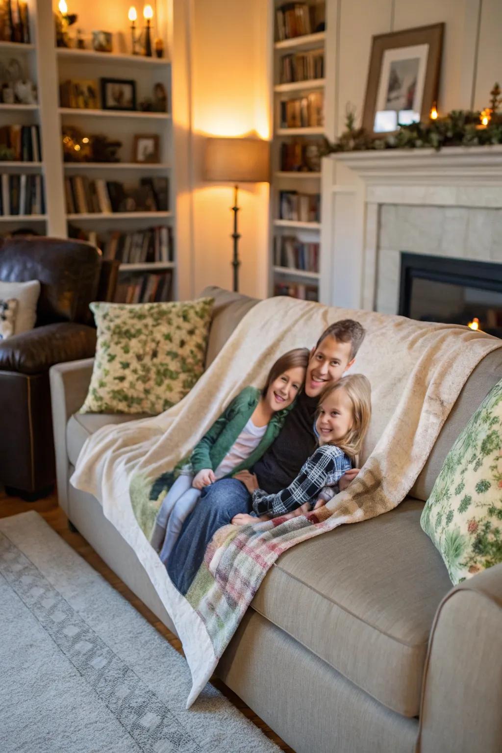 A personalized snug throw extends warmth and sentiment.