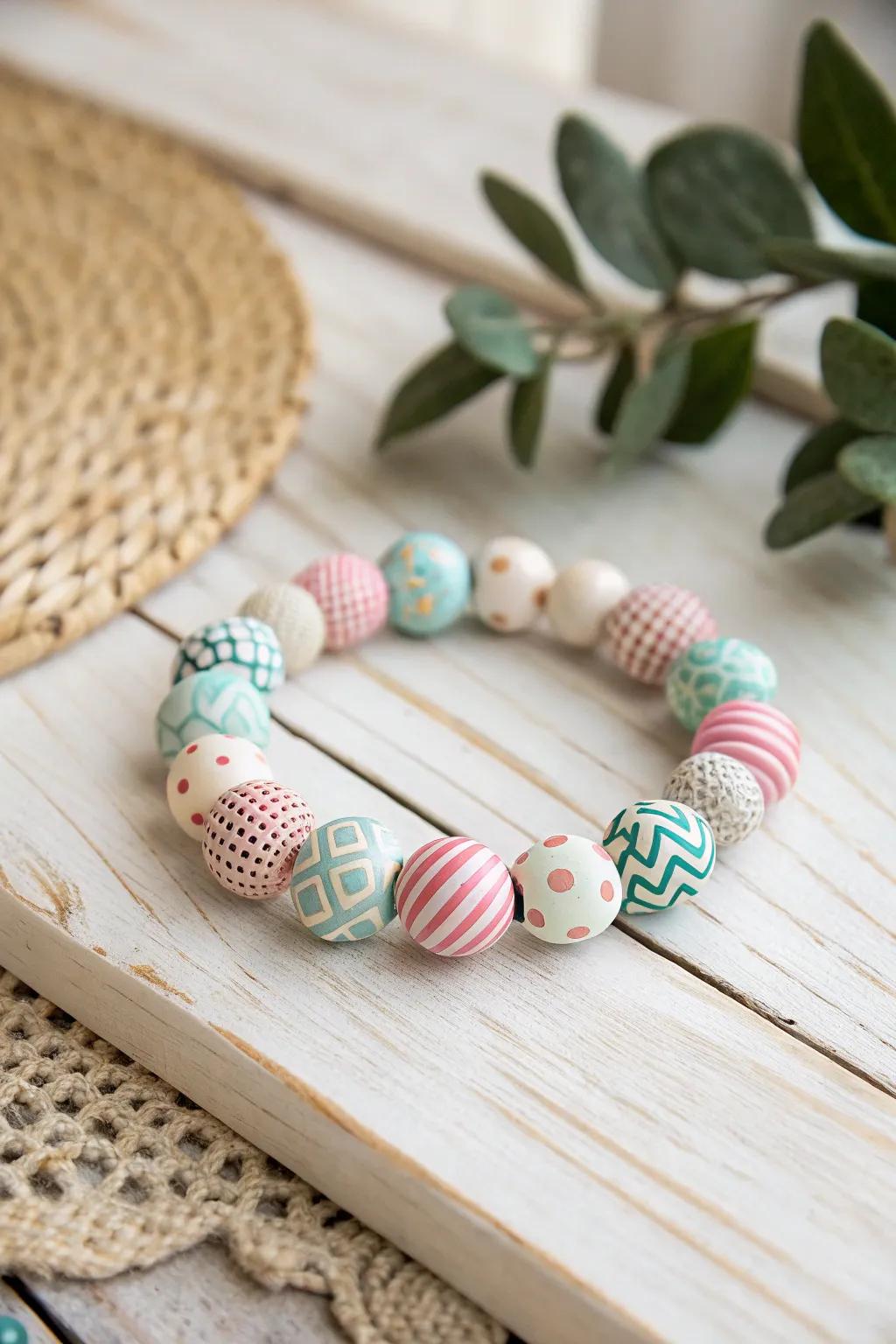 Incorporate a touch of lightheartedness to your look with captivating, patterned bead bracelets.