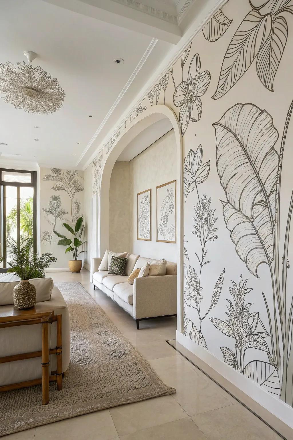 Botanical line art infusing elegance and timelessness.
