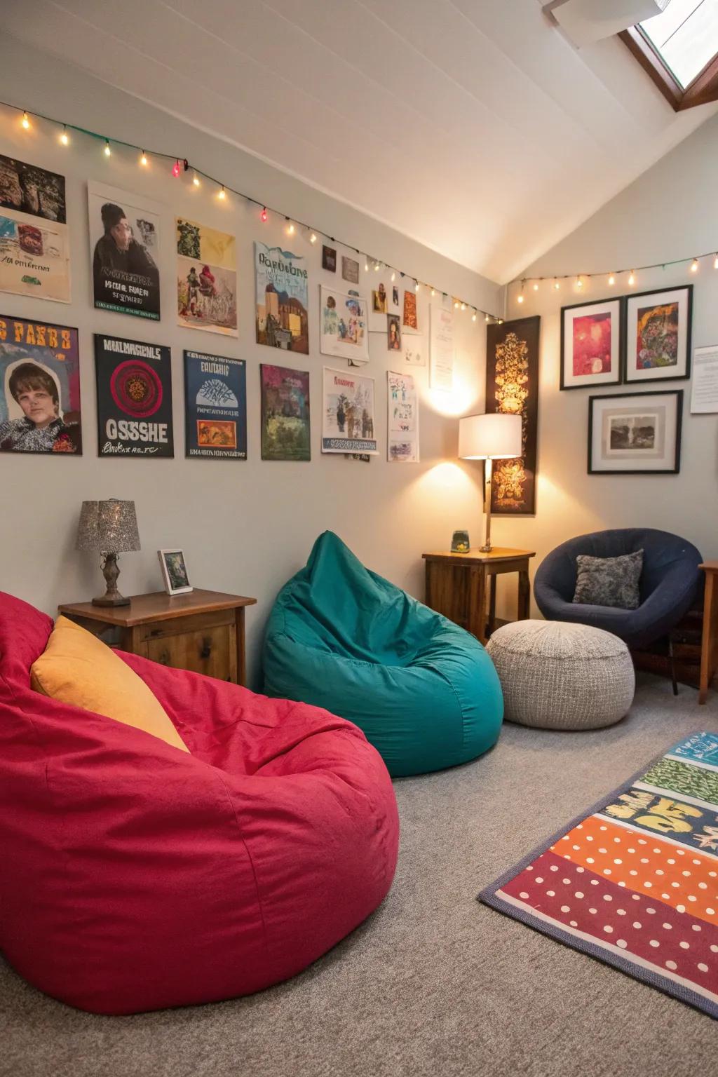 A cozy lounge space in a teen room for relaxation.