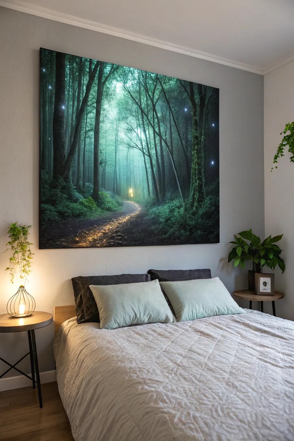 Disclose clandestine natures through a woodland illumination painting