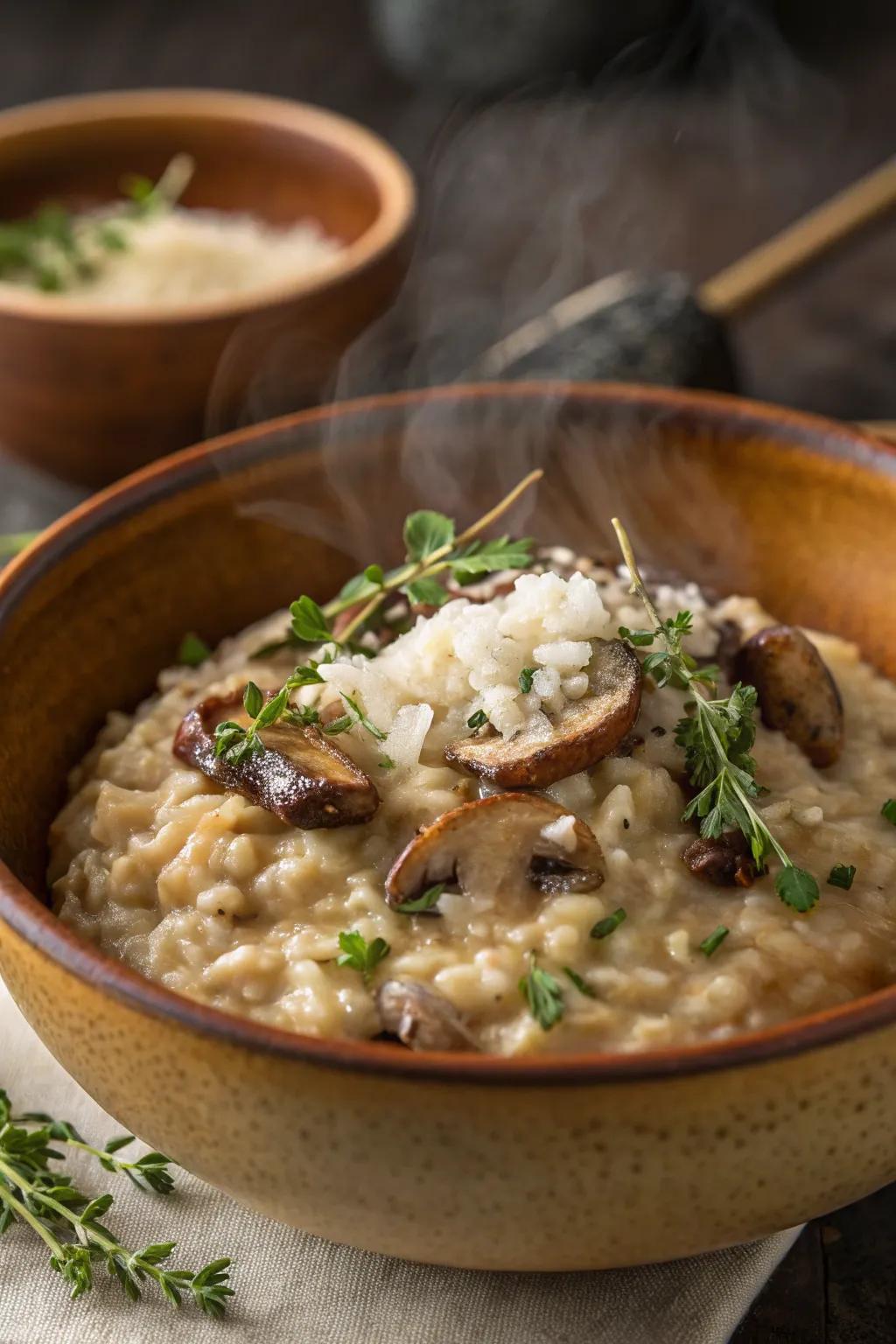 Hearty fungi risotto for a comforting and cozy December evening.