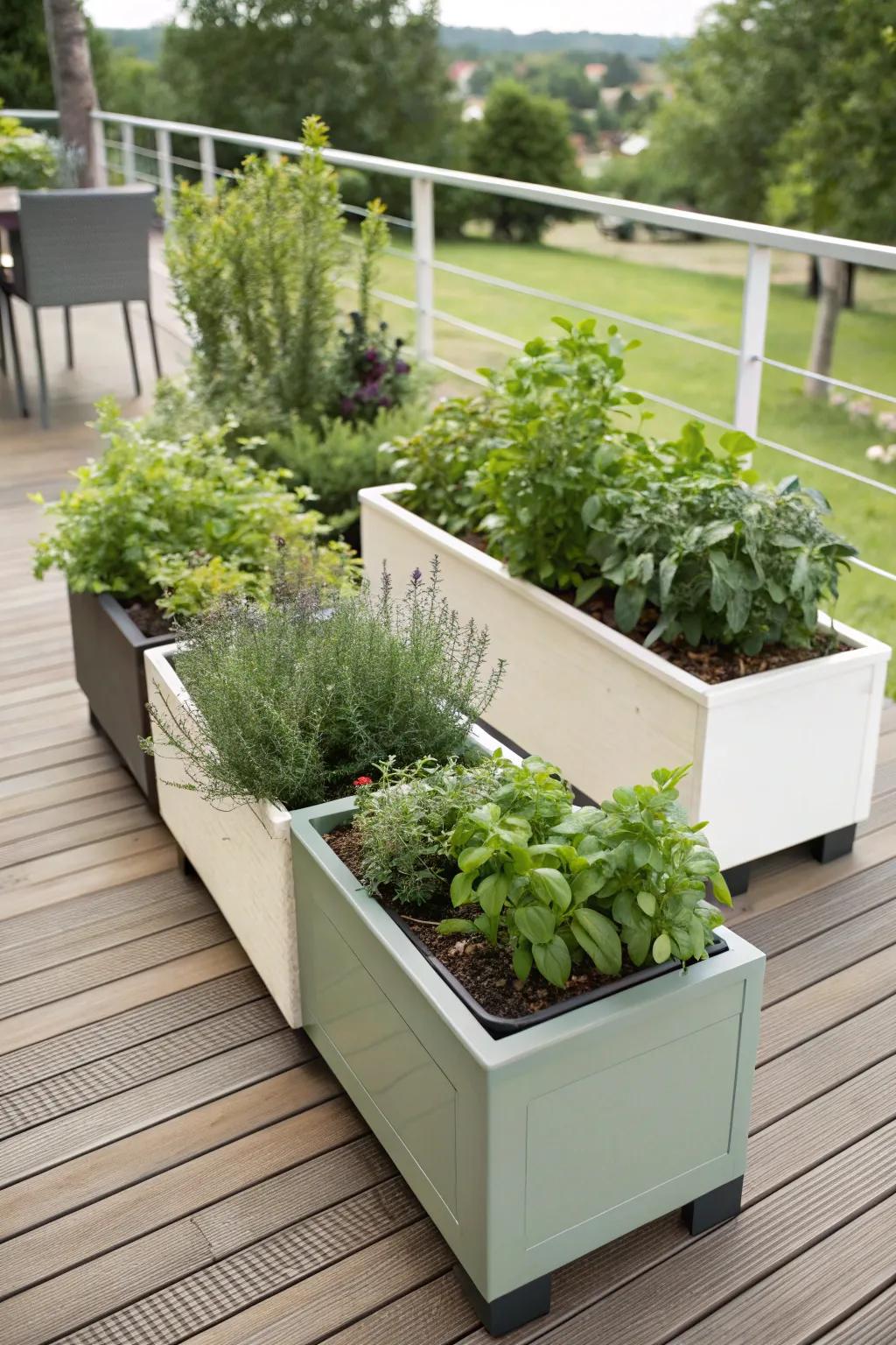 Blend your herb garden easily into your deck.