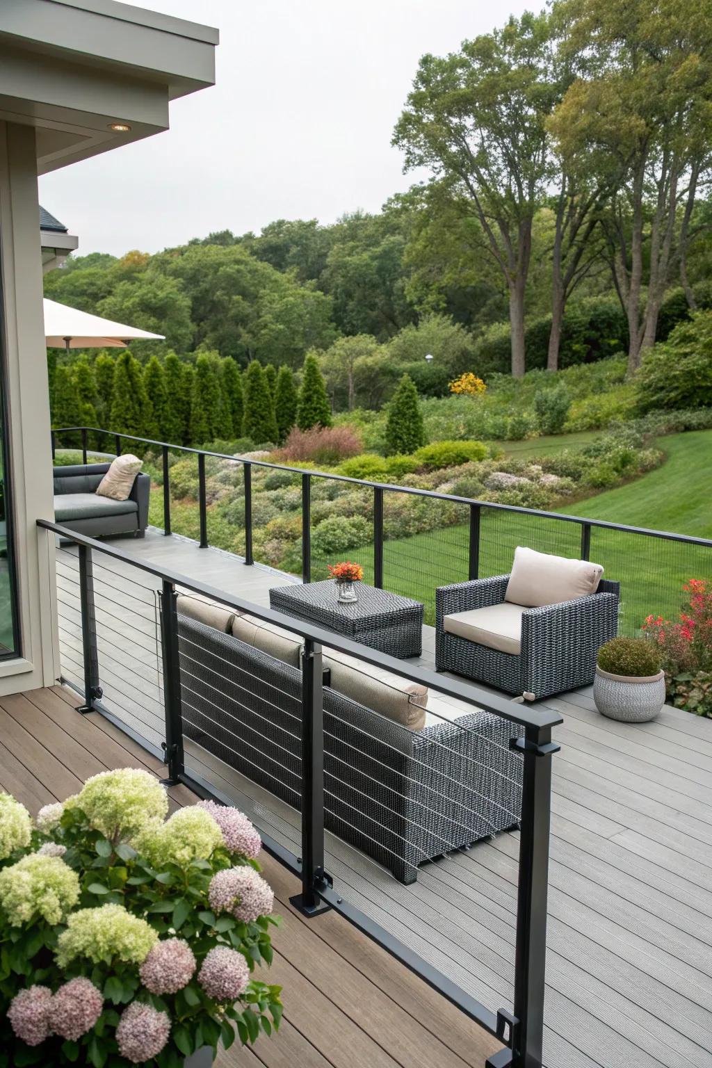 Stylish railings enhance your deck's safety and appearance.