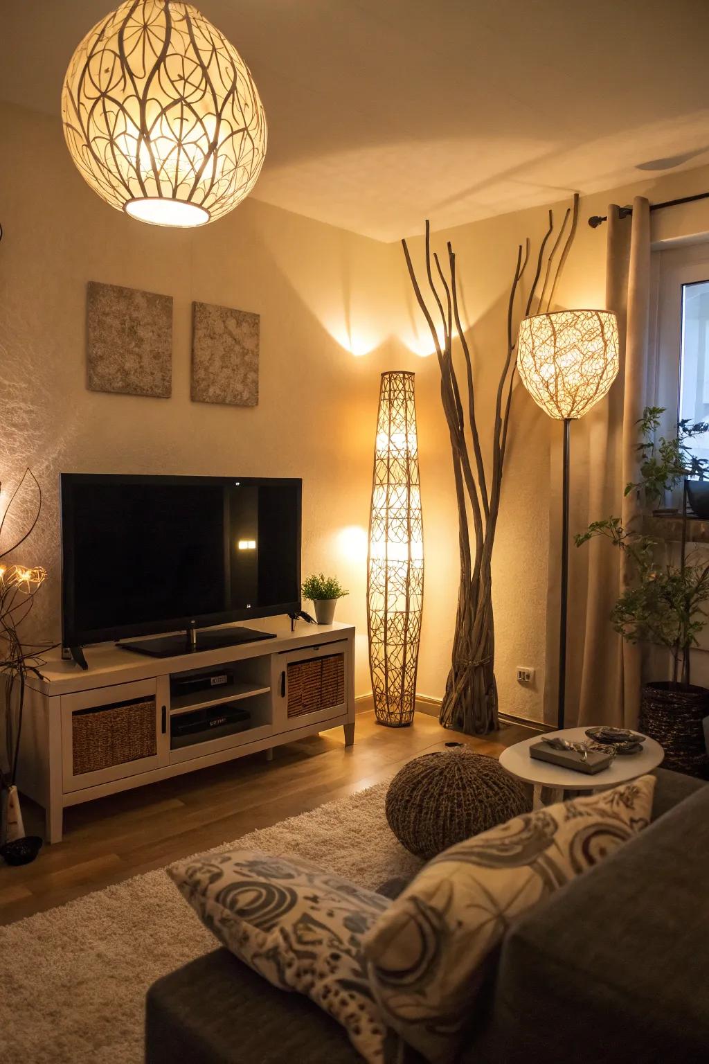 Thoughtful lighting improves the TV space and creates ambiance.