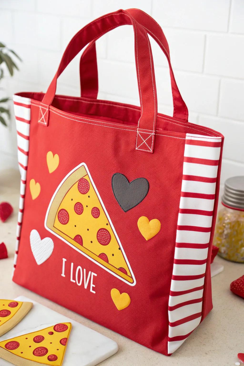 Pizza-styled carriers contribute a hint of humor and affection.