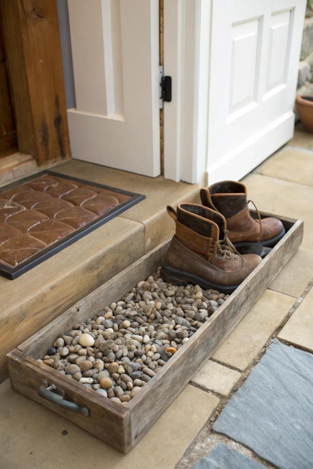 Keep your floors tidy using a chic stone footwear holder.