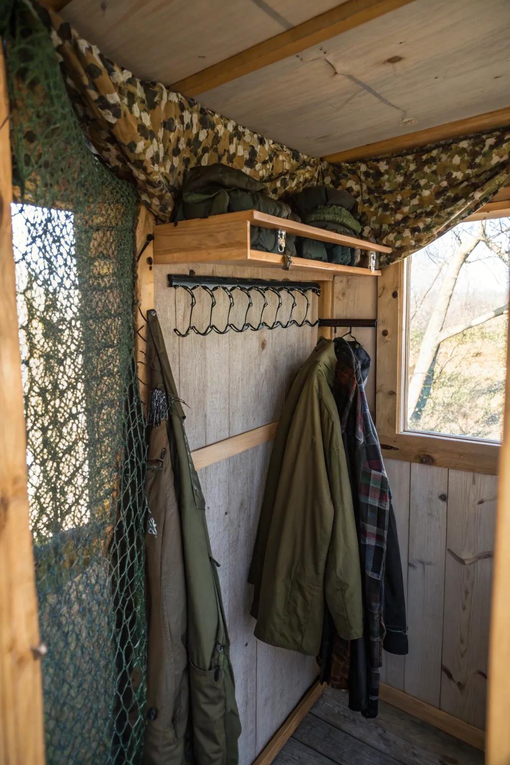 Hooks keep gear organized and accessible, which maximizes how well you use the space.