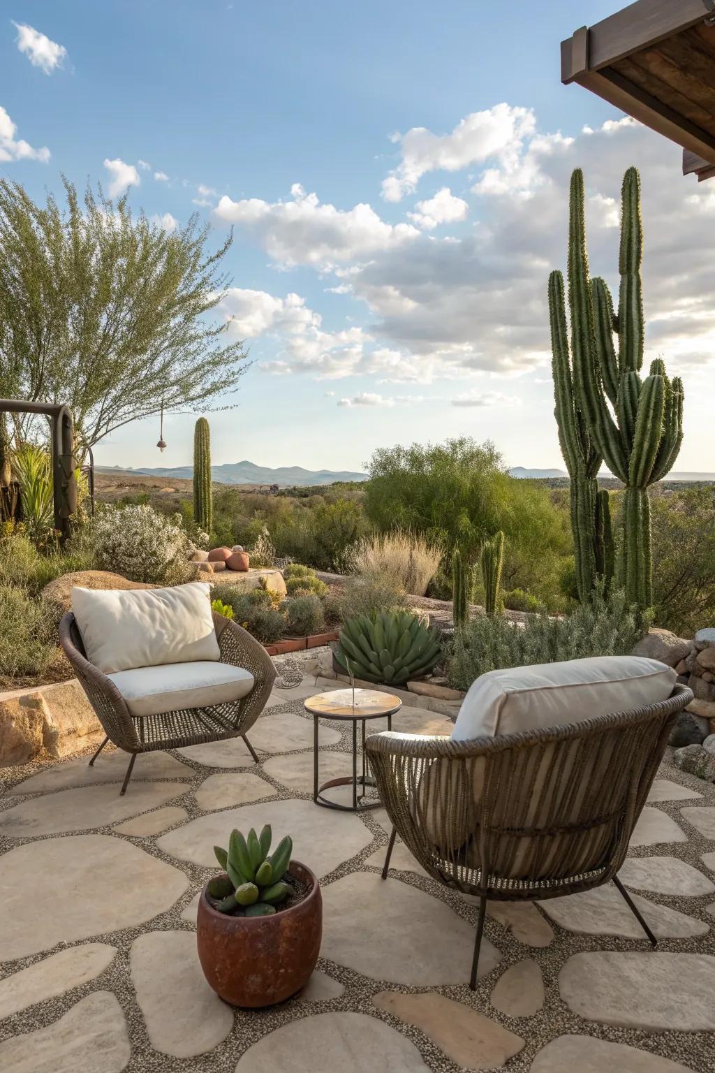 Make a nice space to relax and enjoy your desert garden.