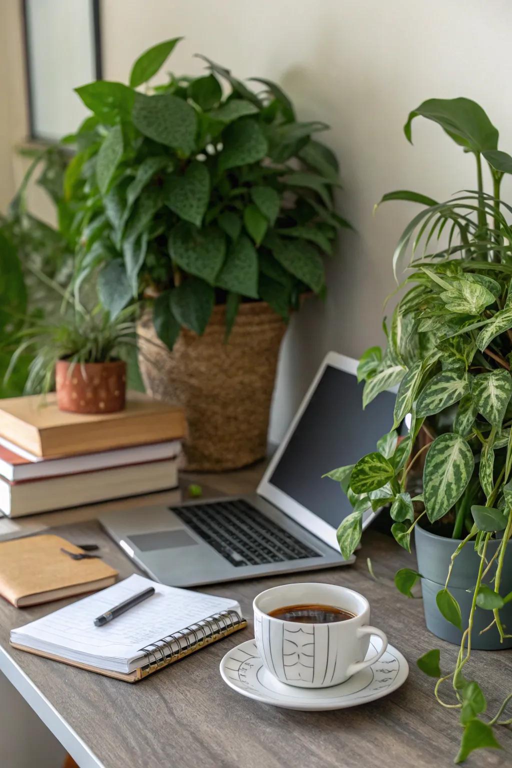 Indoor plants introduce life and color to your workspace.