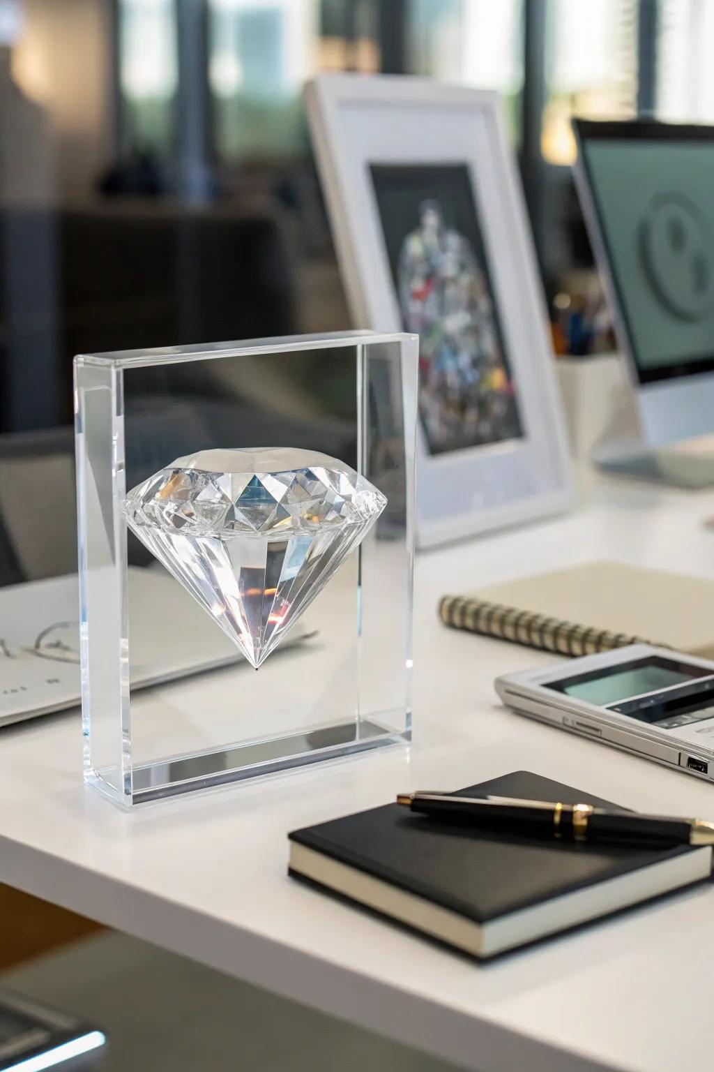 Acrylic frame for modern simplicity.