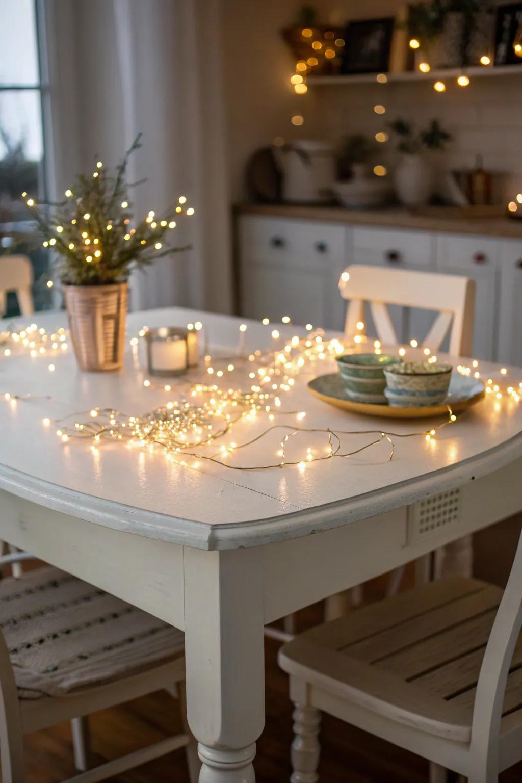 Your table setting gains an enchanting element from sparkle strands.