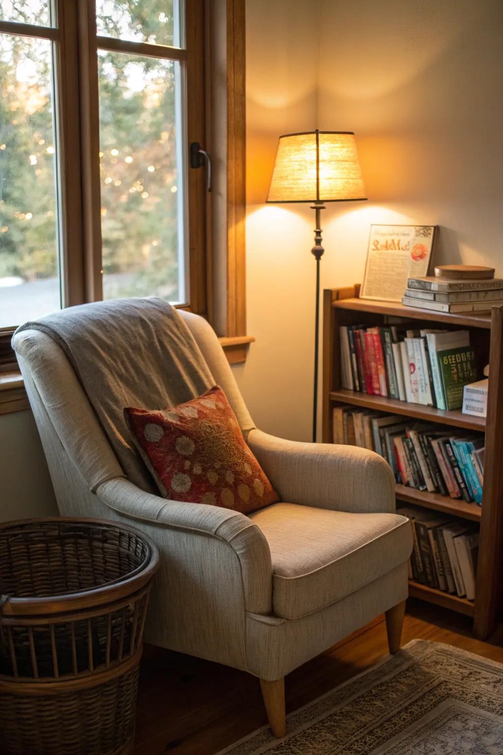 An inviting nook perfect for relaxation and reading.