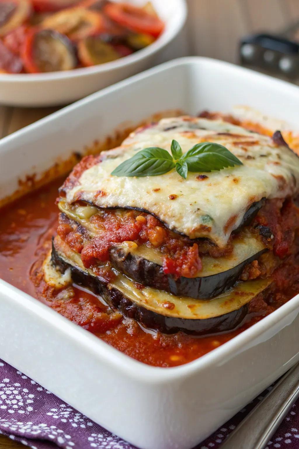 Spiced eggplant parmesan is a great mix of flavor and taste.