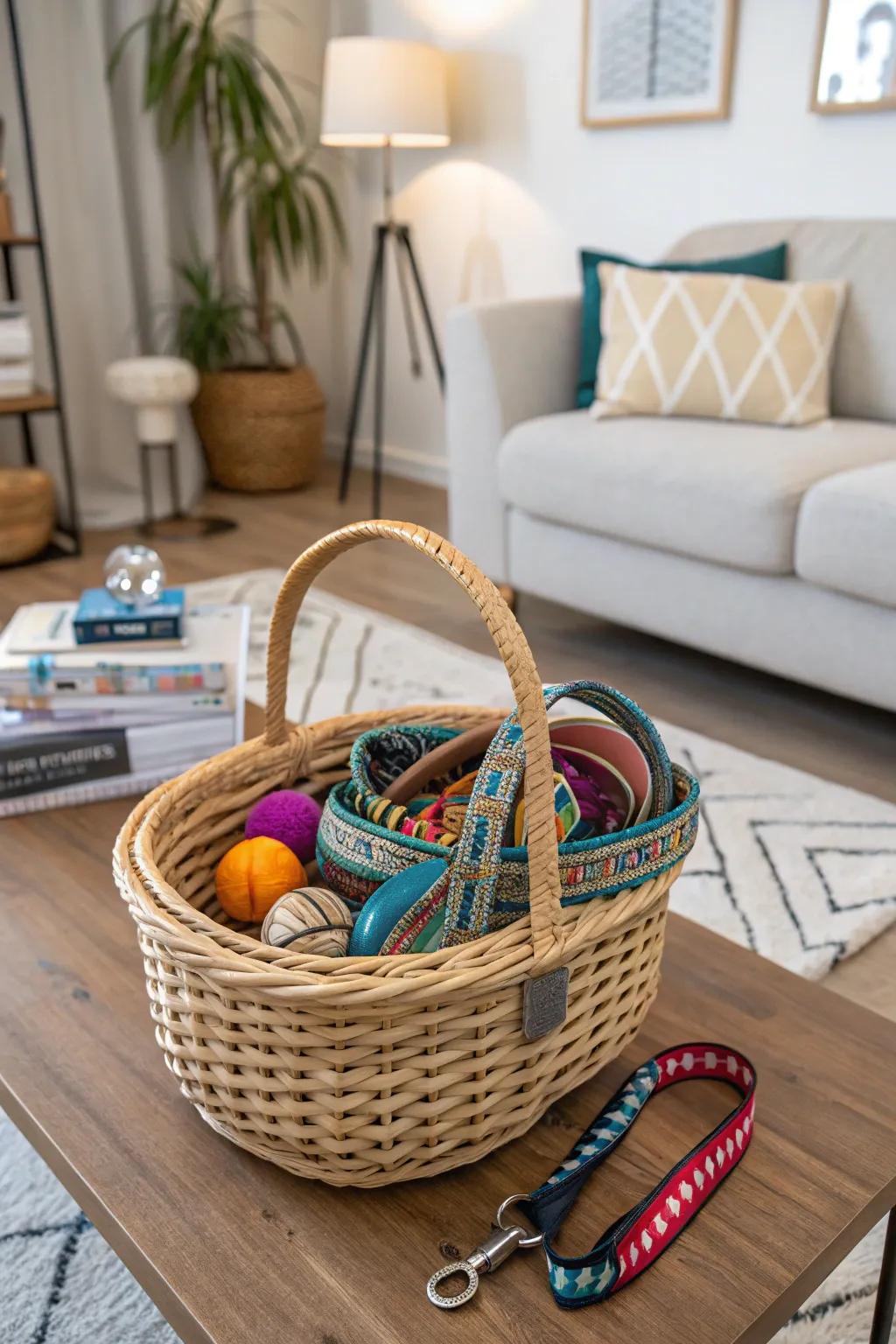 Employing baskets, combine style with practicality.
