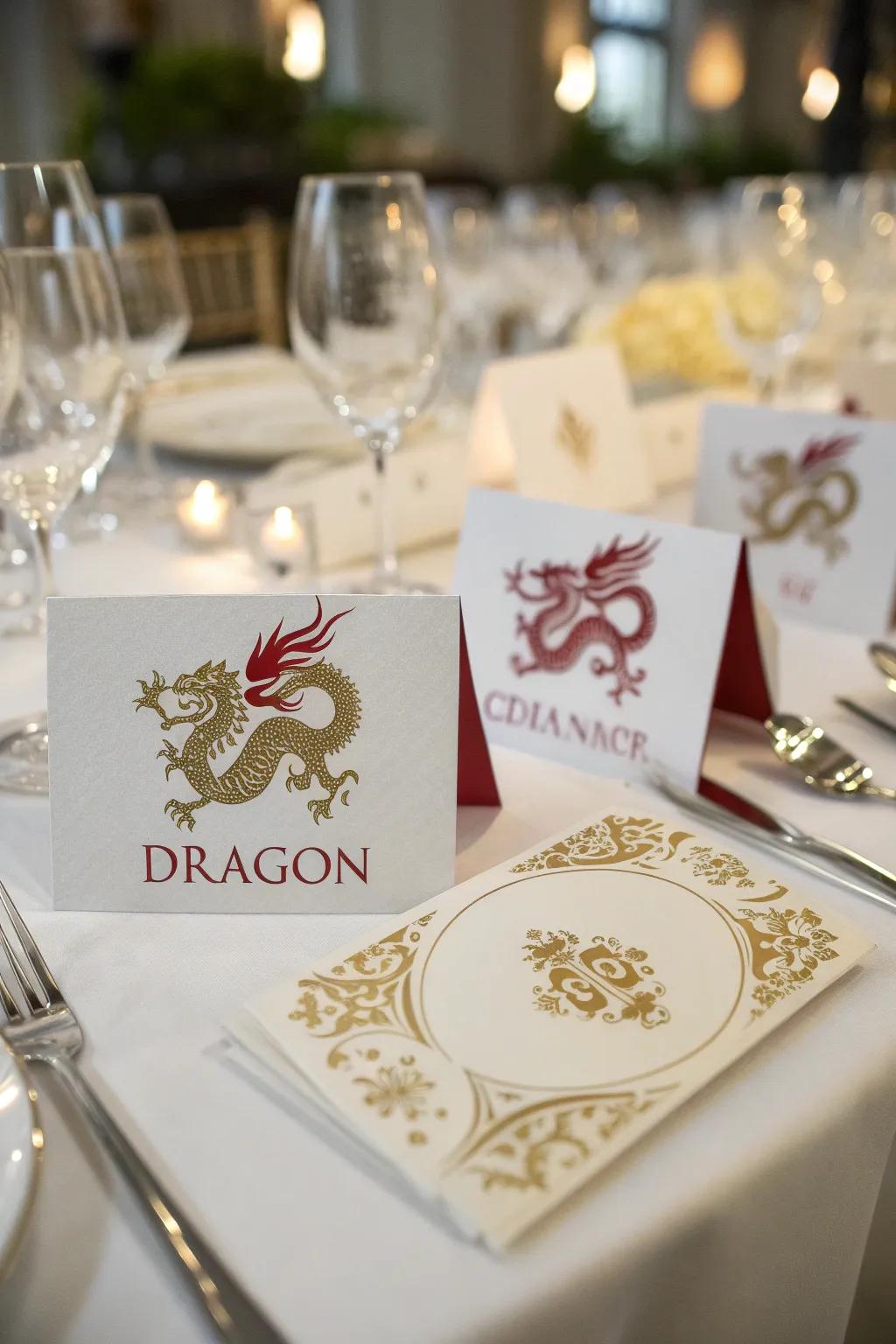 Charming seating cards infuse a personal element into the celebration.