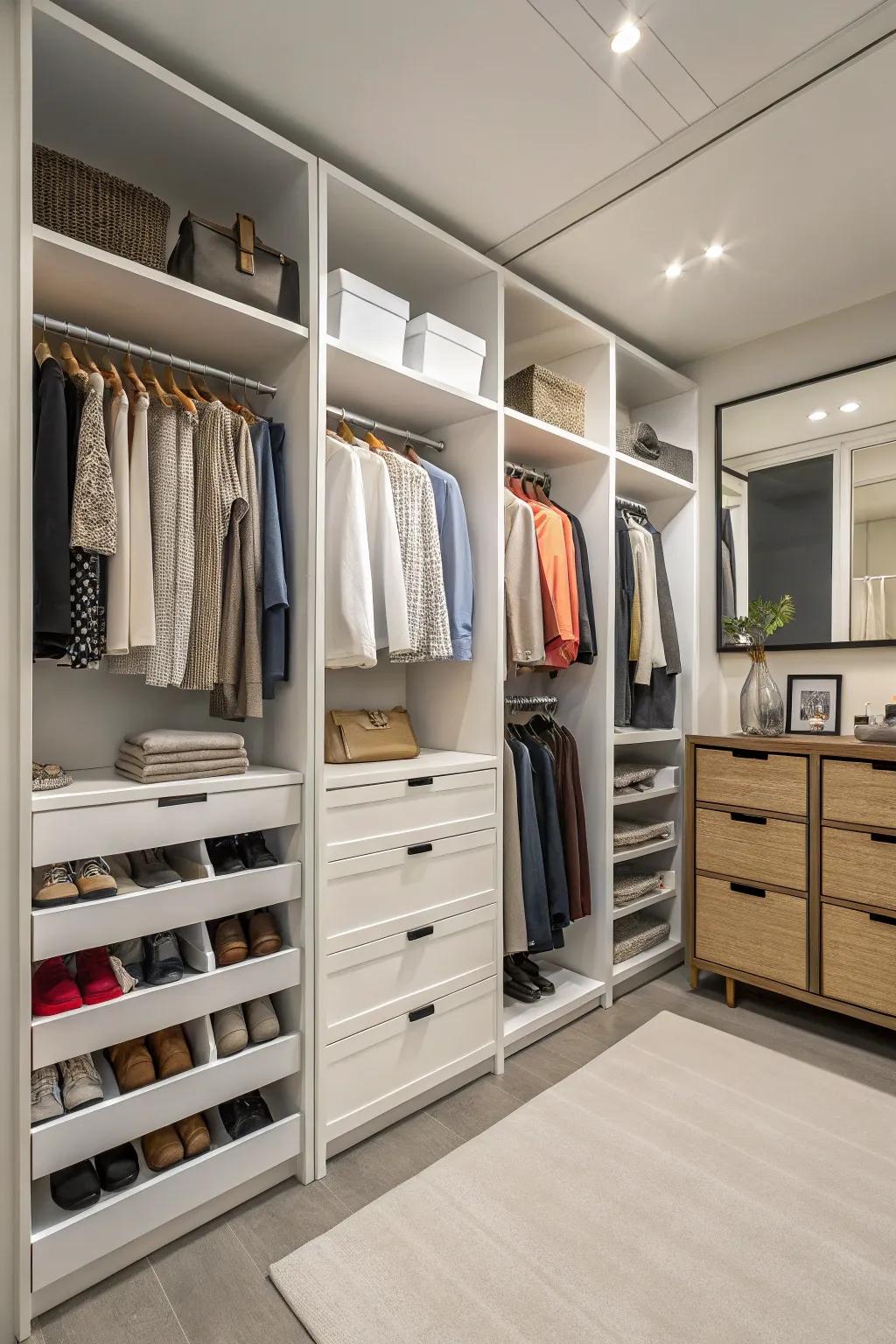 Clever storage solutions keep your dressing area organized.