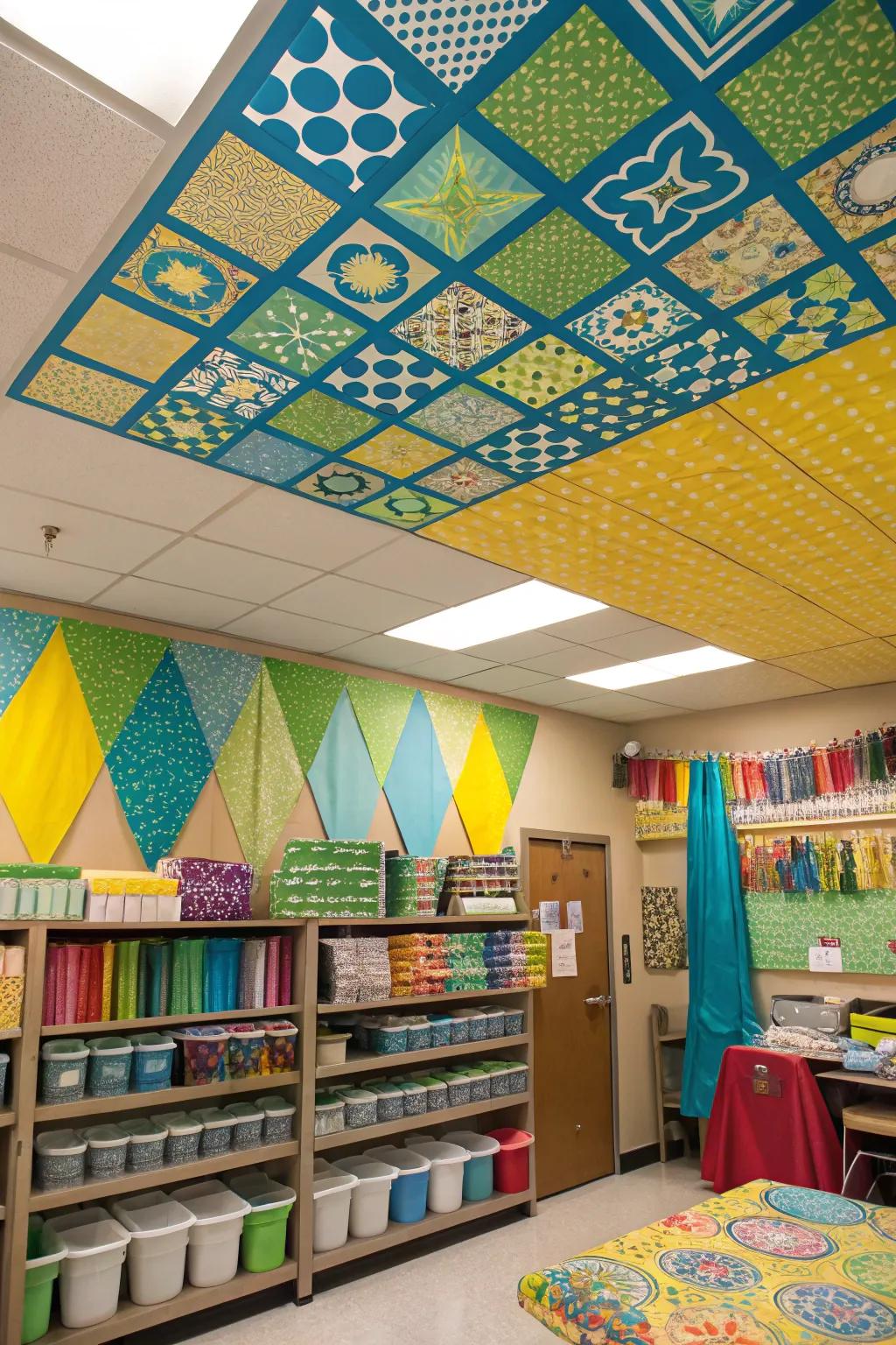 Infuse enjoyment and imagination with designed ceiling squares.