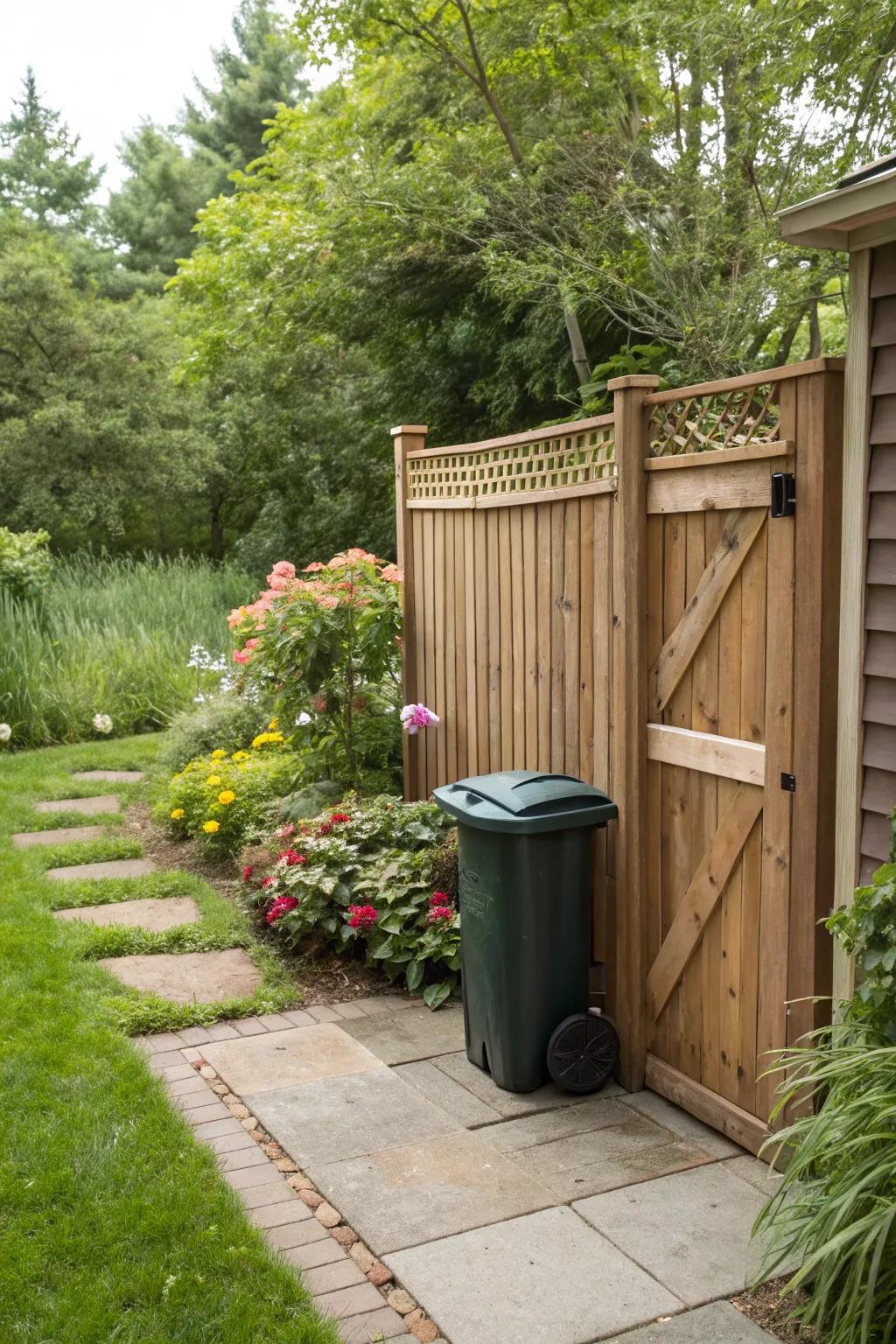 Seclusion screens enhance aesthetics while concealing refuse containers.