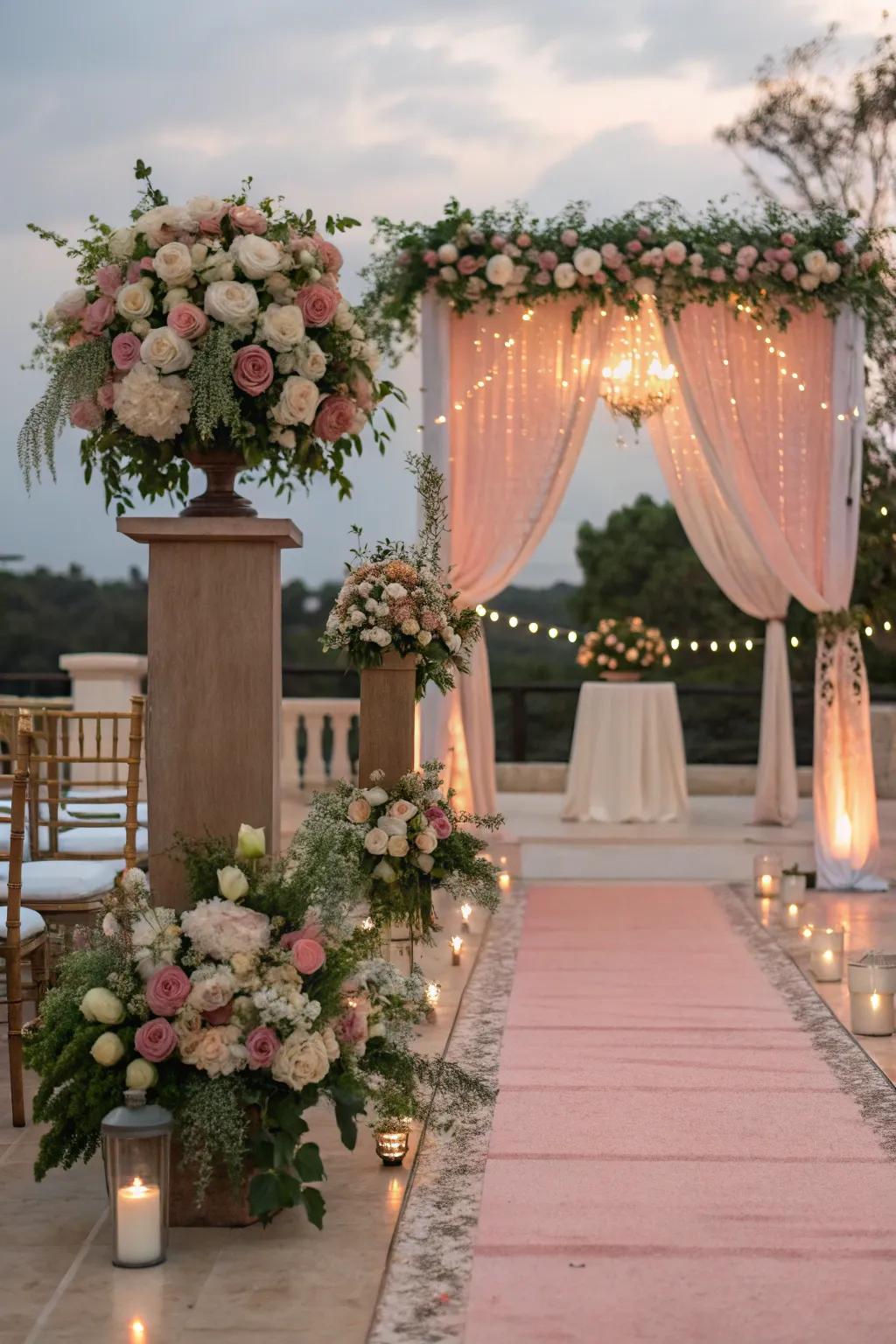 Striking combination of antique rose and green.