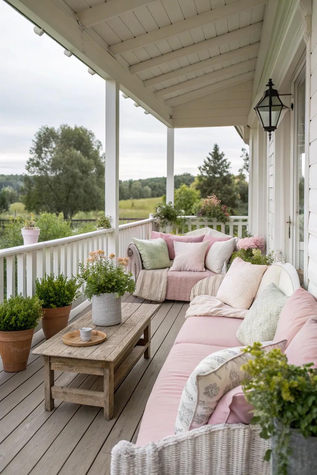Gentle cushions provide both comfort and seasonal flair.