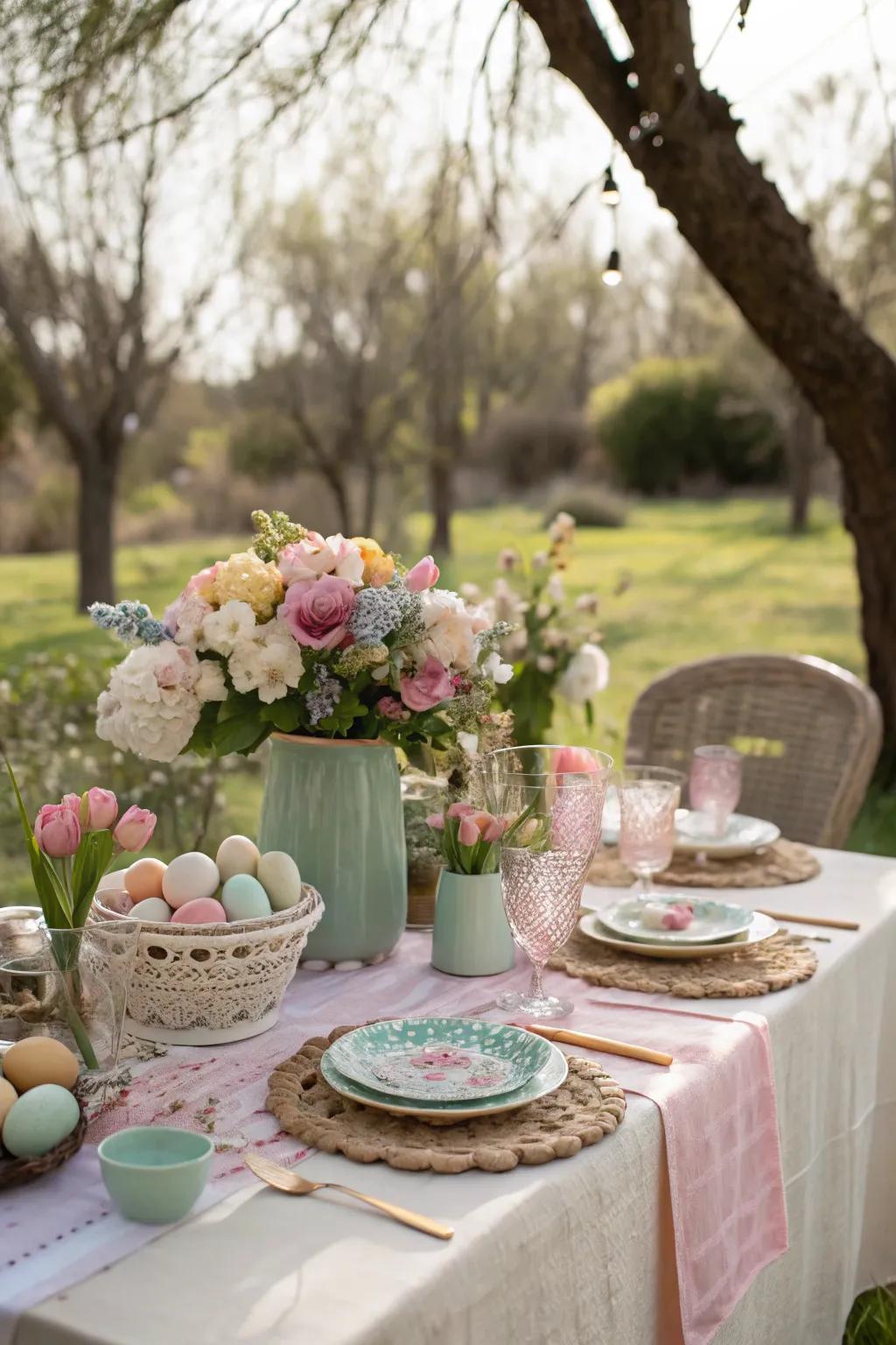 An open-air Easter setting embraces the freshness of spring.