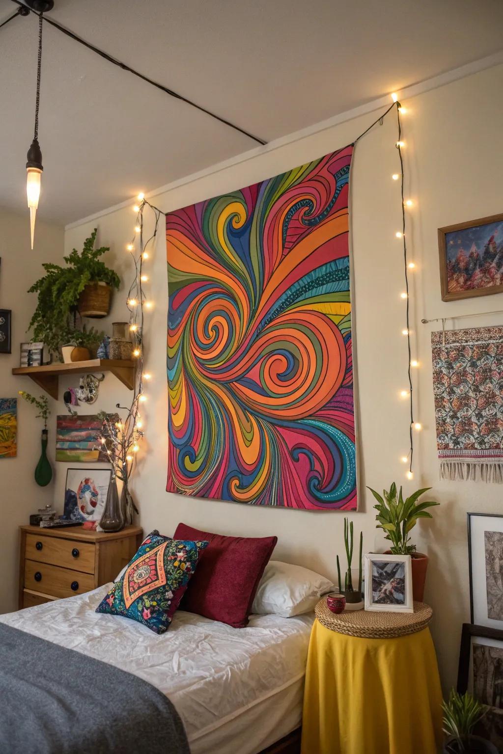 Hallucinogenic patterns incorporate whimsy and wonder to your space.