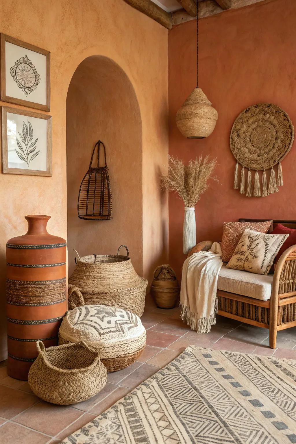Desert-inspired colors imbue warmth and a natural appearance in your room.