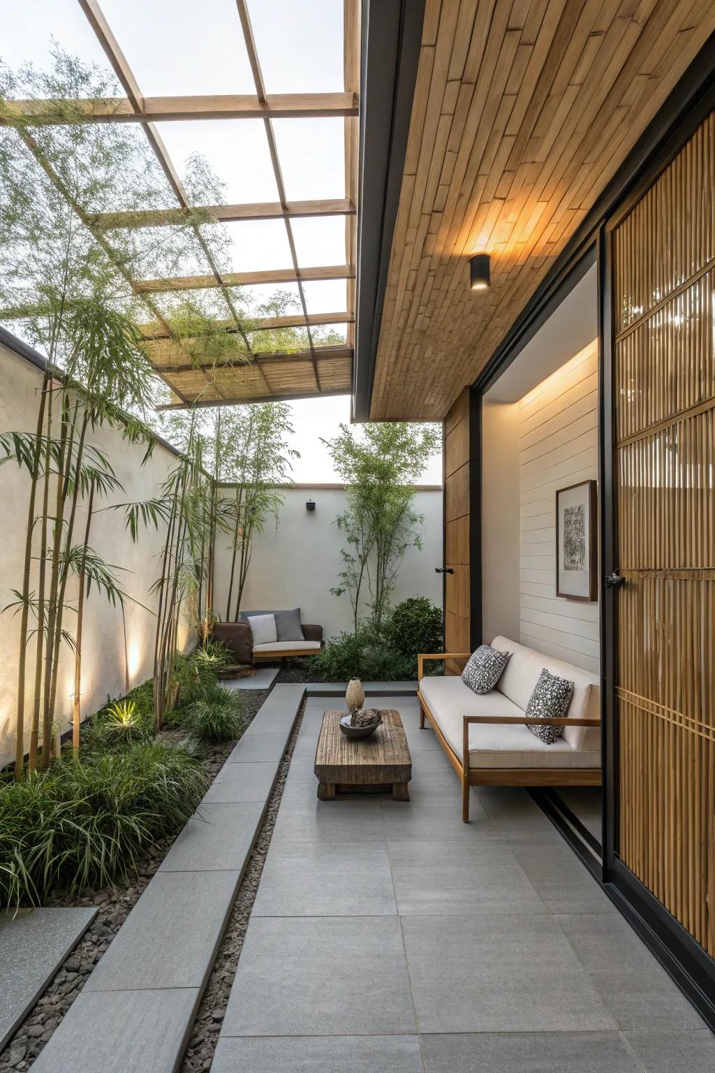 A tranquil Zen sanctuary situated on the patio, perfectly suited for contemplation and introspection.