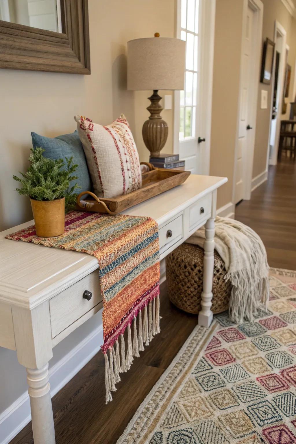 Materials add a welcoming and warm aspect to your entrance.