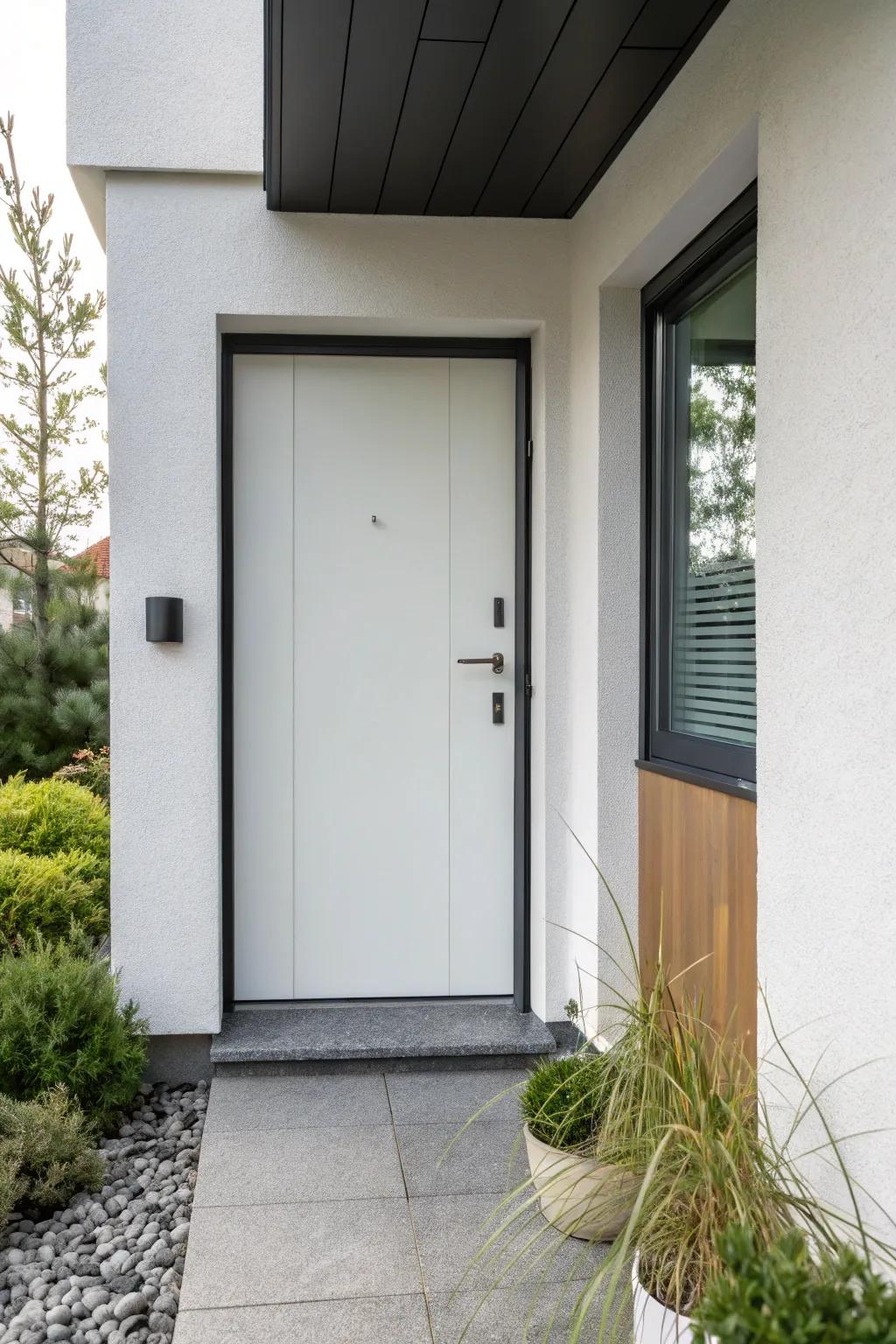 A simple front door with smooth, clean lines.