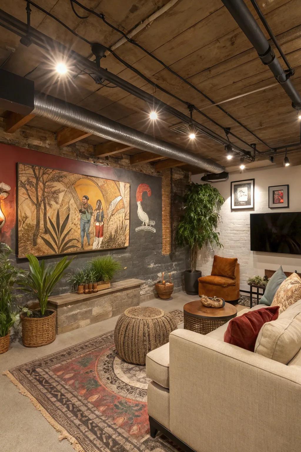 A strong picture highlights the exposed ceiling design.