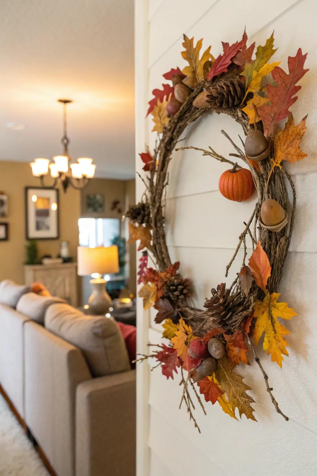 A DIY autumn garland introduces a personalized and festive element to your decorations.