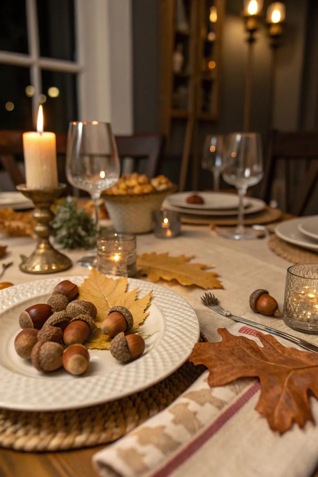 Seasonal accessories details like cones and foliage add a personal touch.