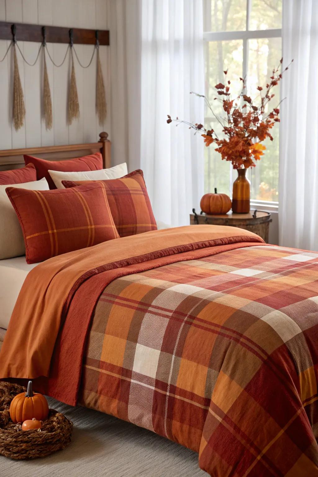 Cotton sheets provide warmth and comfort.