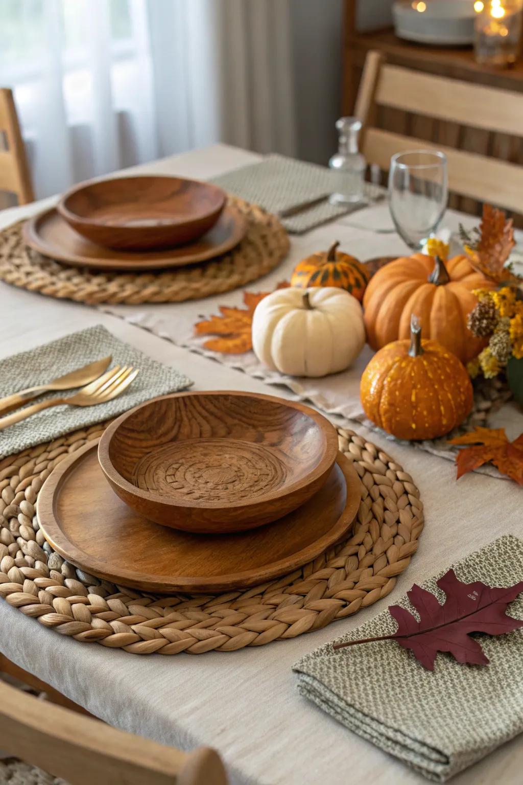 Rustic elements fashion a warm and inviting fall table.