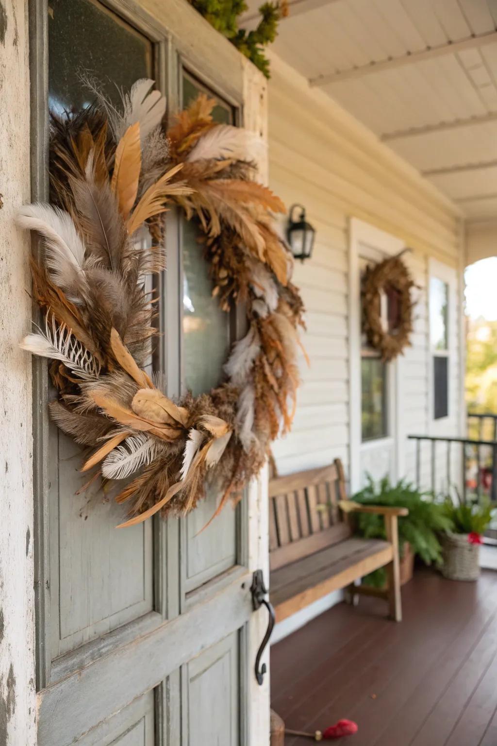 Feathers contribute a whimsical and airy element to your autumnal decor.
