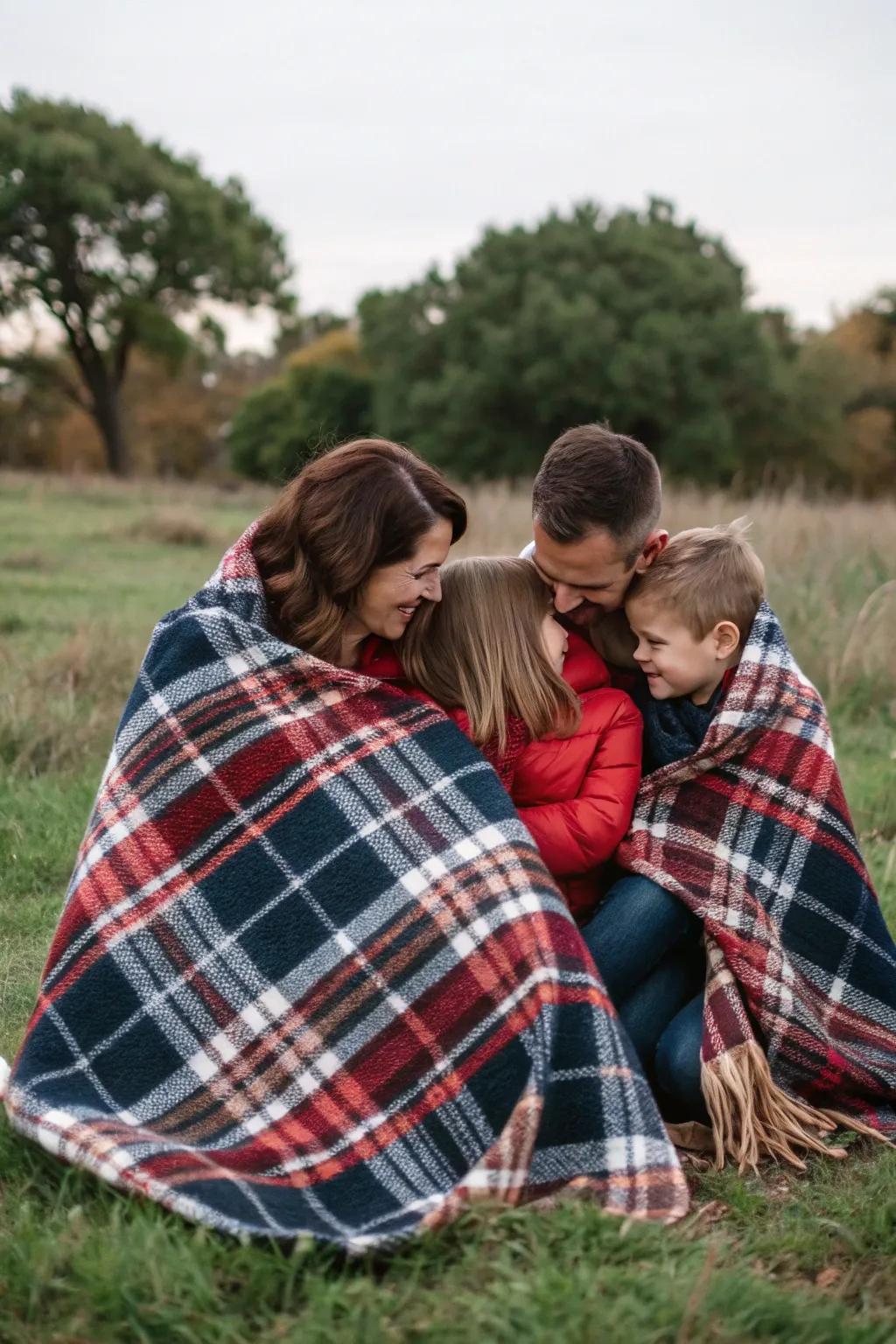 A comfortable blanket brings warmth and togetherness to your family image.