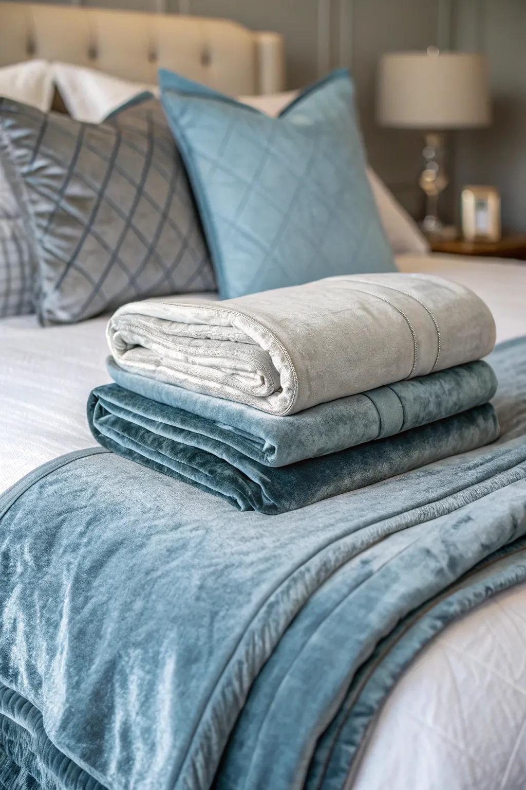 Unconventional fabric combinations add a unique touch.