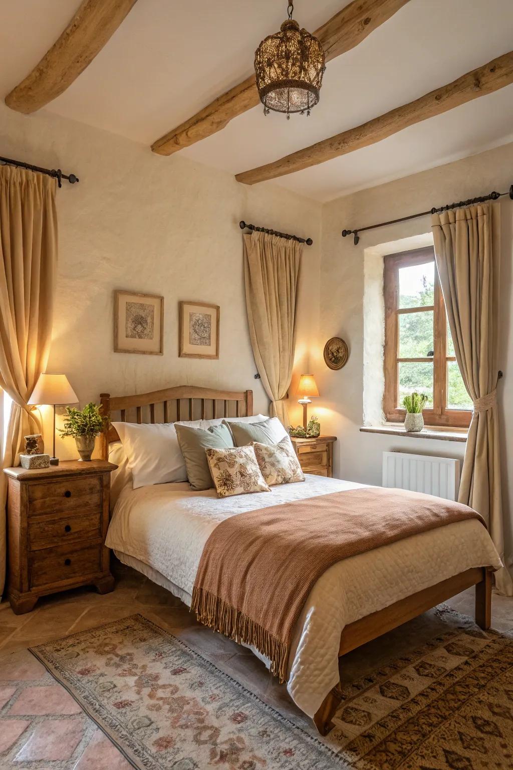 A cozy ambiance featuring soft textures and warm hues.