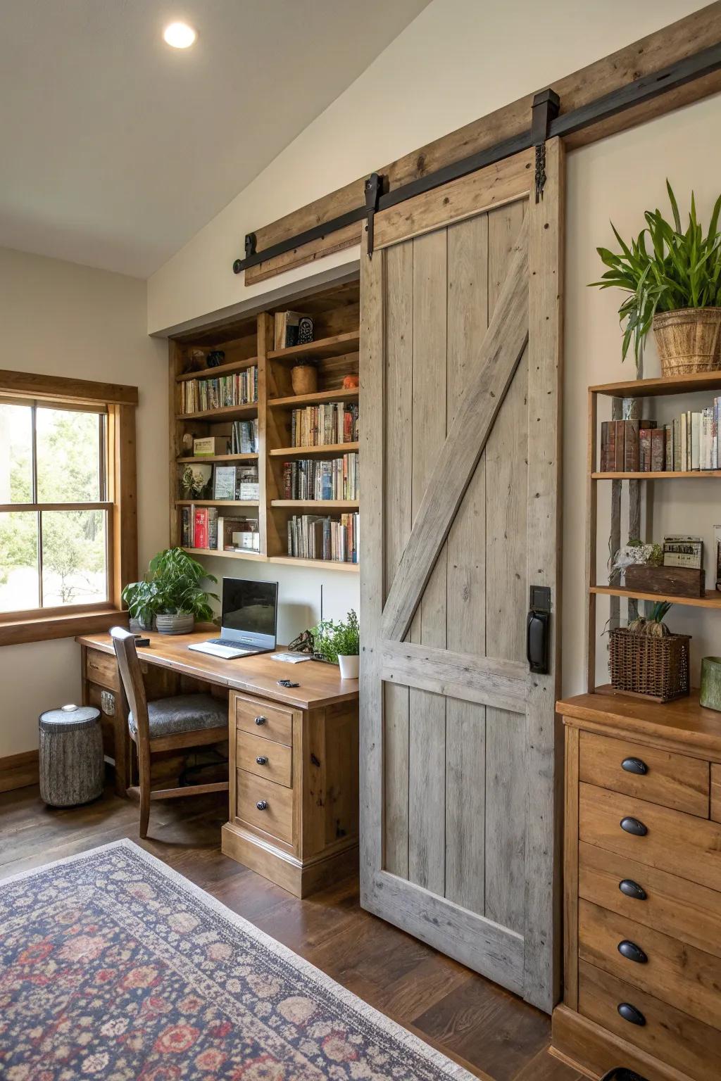 Gliding barn doors introduce genuine farmhouse appeal.