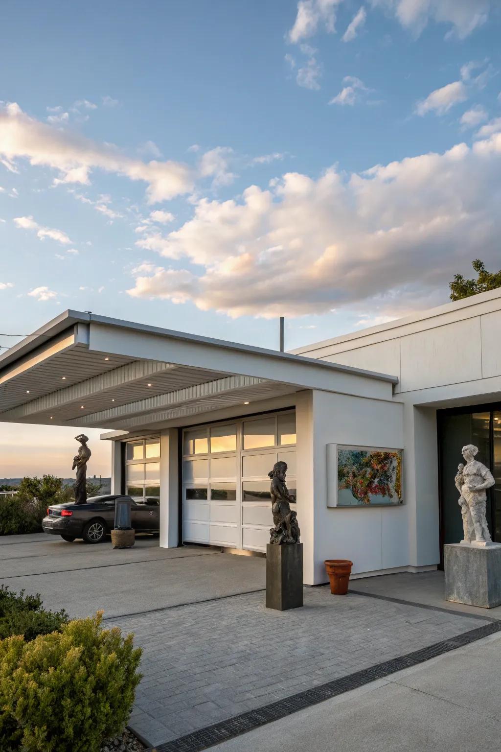 A rooftop artistic space on a flat roof garage is a singular means to express creativity.