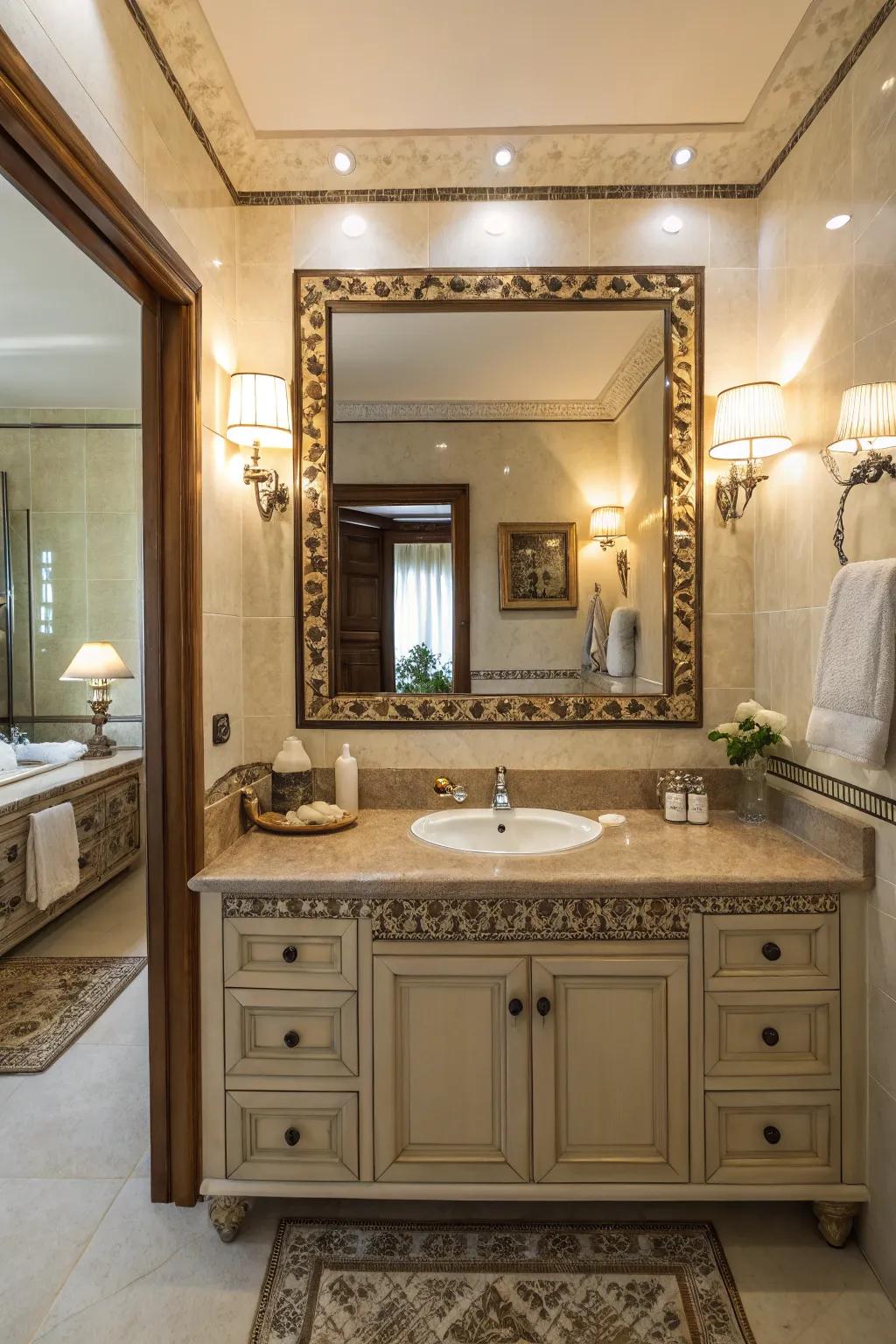 Ornamental reflectors enhance the room's appeal and sensation of space.