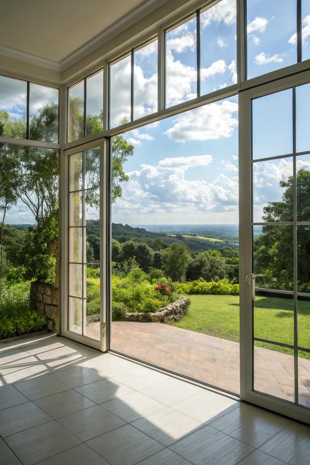 Framed outside views enhance the link with nature.